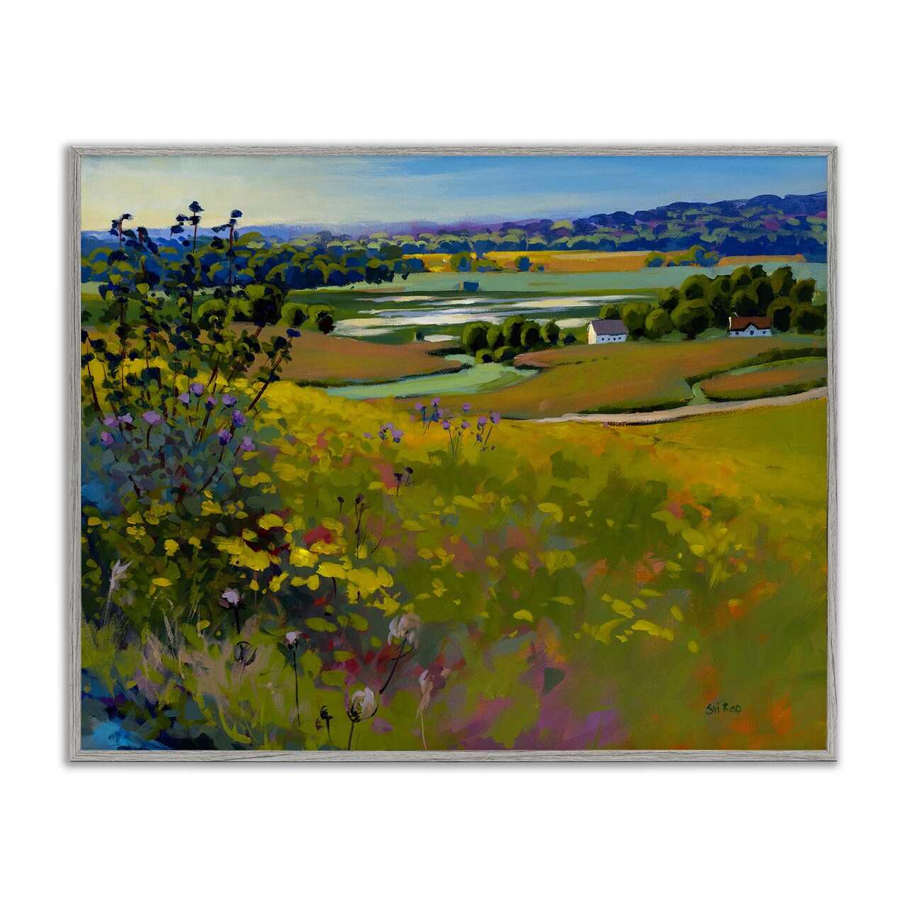 Stupell Industries Country Cottages View Framed Giclee Wall Art Design by Sri Rao